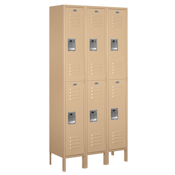 Wardrobe Locker, 36" W, 12" D, 78" H, (3) Wide, (6) Openings, Tan
